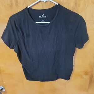 Hollister crop top Black must have collection Baby Tee size large